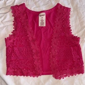 Arizona Jean Company Hot Pink Floral Lace Crop Tank